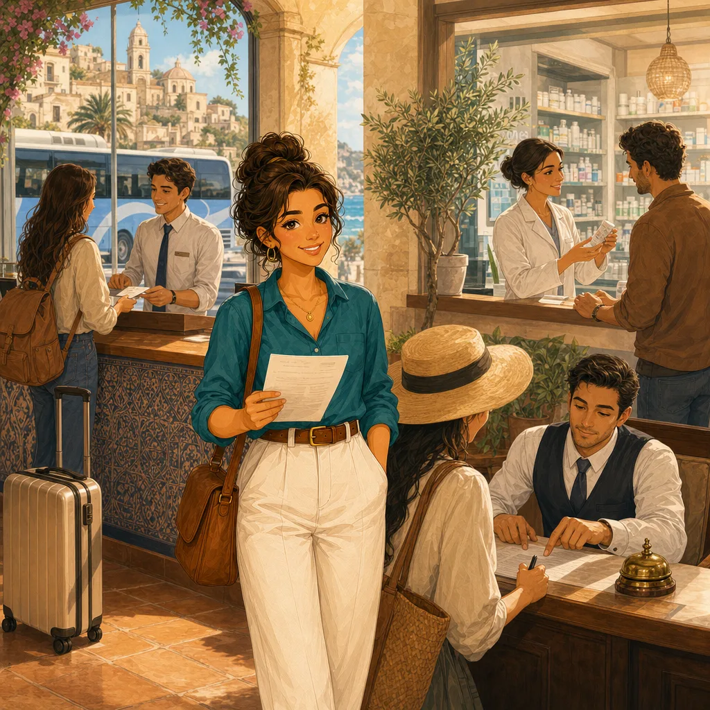 Travel services artwork from Polly